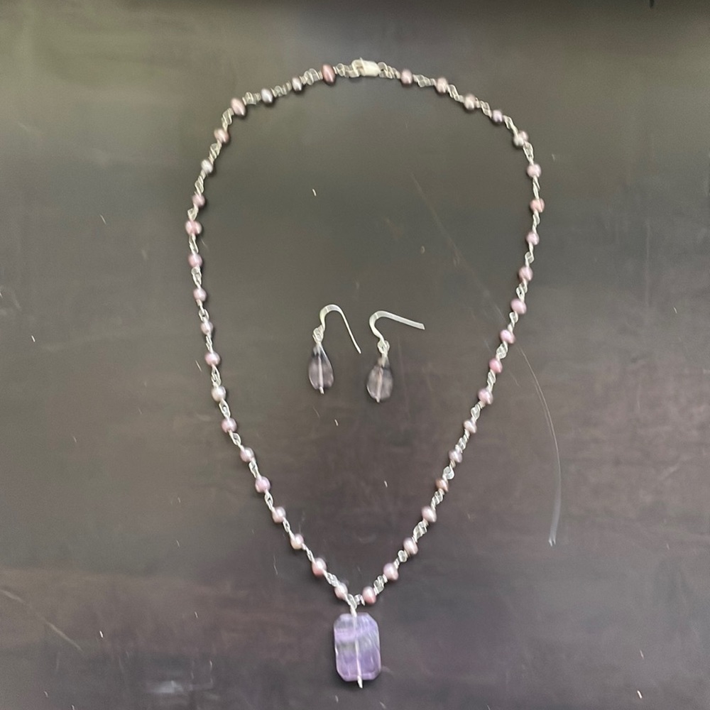 Handmade purple freshwater pearl necklace